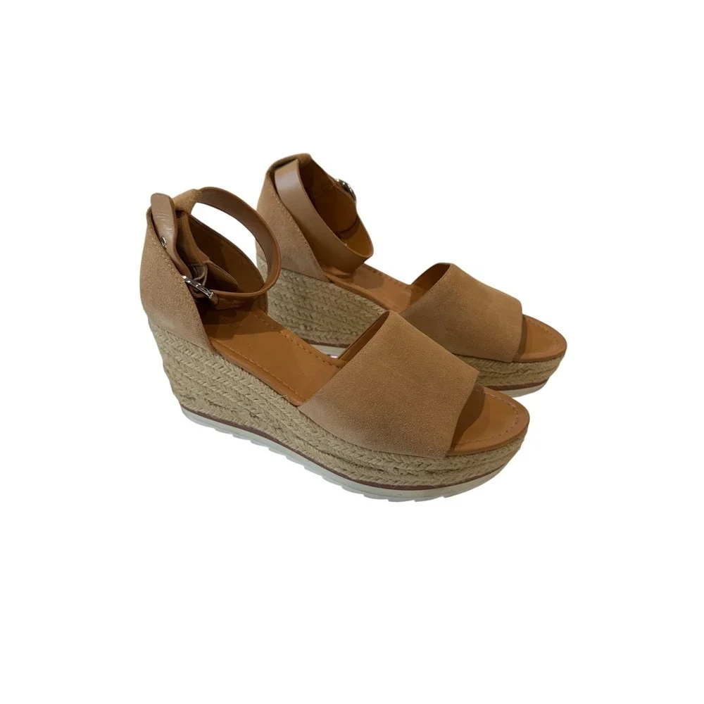 Marc Fisher Tan Espadrille Wedge Sandals, 9